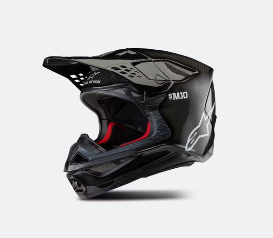 Alpinestars S-M10 FIM v2 crosshelm – Solid Glossy Carbon