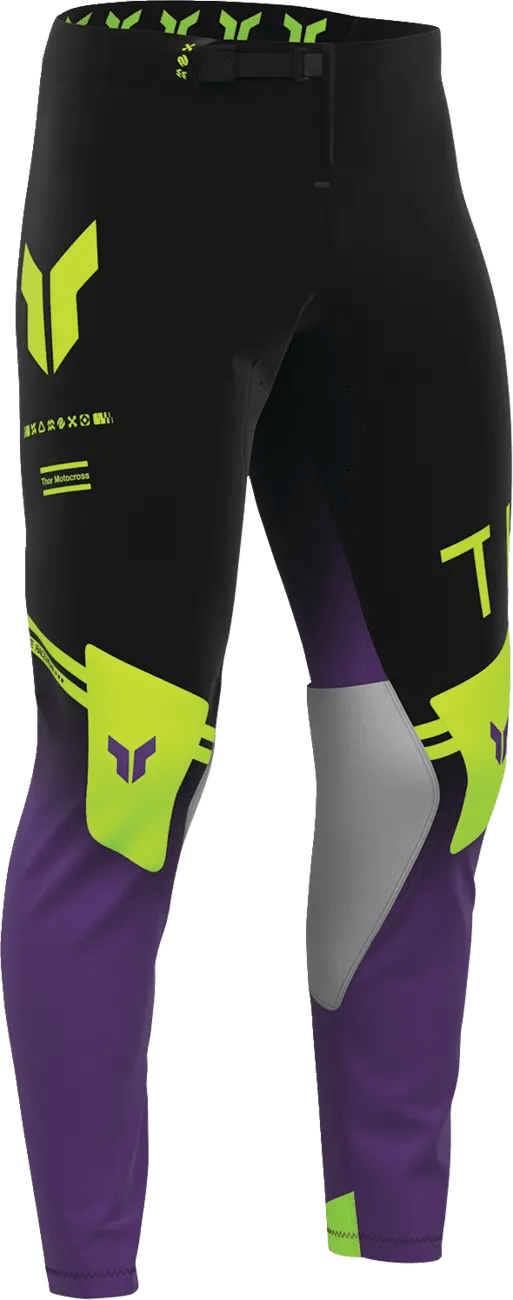 THOR Sportmode Geo crossbroek – Zwart/Lichtgrijs/Paars/Geel