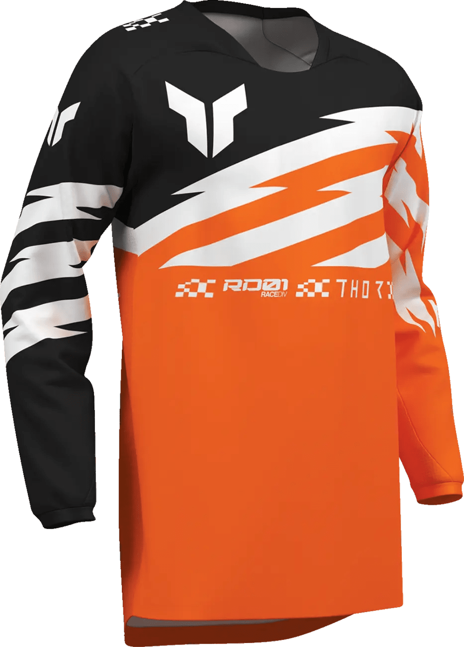 THOR Jeugd Launchmode Shockie crossshirt – Zwart/Wit/Fluororanje