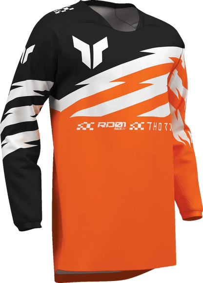 THOR Jeugd Launchmode Shockie crossshirt – Zwart/Wit/Fluororanje