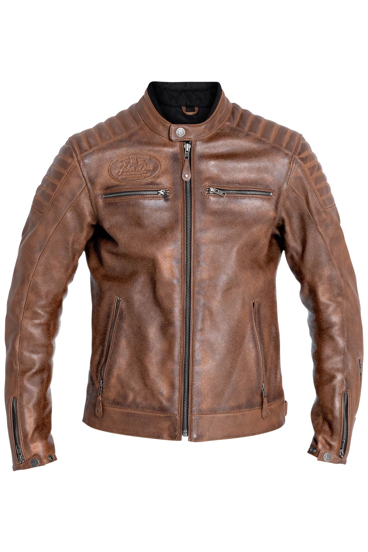 JOHN DOE Dexter leren motorjas voor heren, bruin, maat M