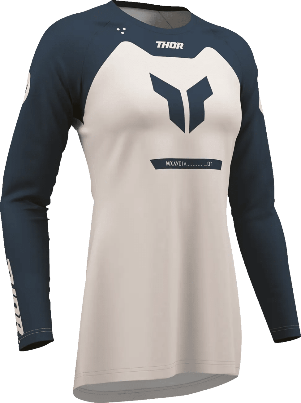 THOR Dames Ridemode Menace crossshirt – Lichtgrijs/Middernachtblauw