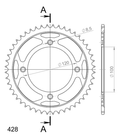 Supersprox Steel Rear sprocket SU RM80/85 / YA YZ80/85 Black 47