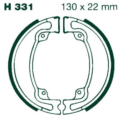 Technische illustratie: AIR Brake Shoes H 331 130x22mm Set – 46-12-331; uitvoering volgens artikelgegevens