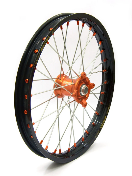 Elite Voorwiel compleet Zwarte Excel Signature velg + Kite Oranje naaf 1.60x14 KTM SX 65 2008- & Husqvarna TC 65 2017- & Gas Gas MC 65 2021-