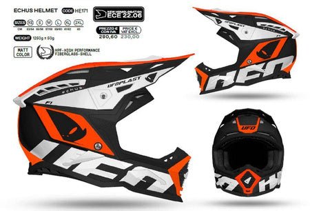 UFO Motocrosshelm Echus Weiß Schwarz Orange - MxProStoreParts