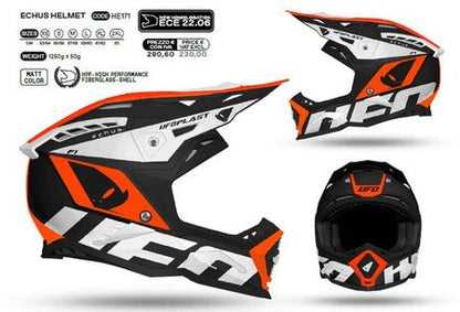 UFO Motocrosshelm Echus Weiß Schwarz Orange - MxProStoreParts