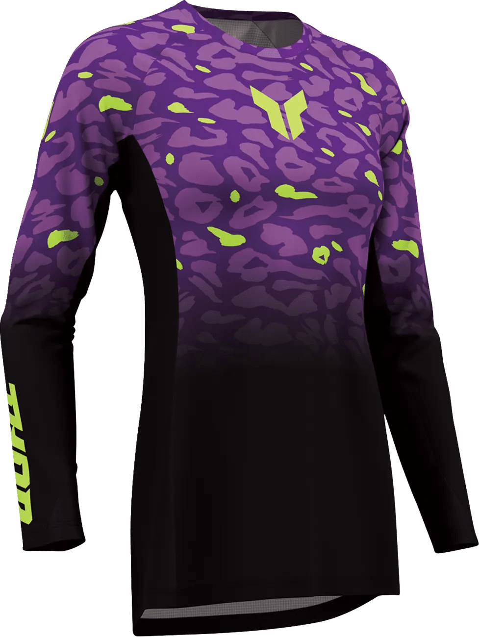 THOR Dames Launchmode Spotted crossshirt – Zwart/Paars/Geel