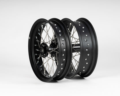 TMV KTM/HVA/GasGas Supermoto Black/Black wheel set 3.5-17/5.0-17 – FW17TM751FBBL/RW17TM651RBBL
