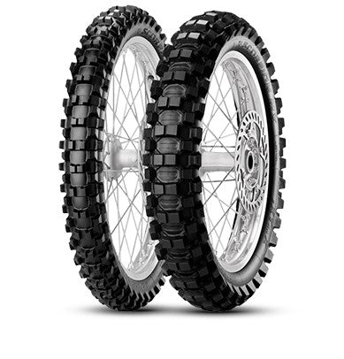 Fabrikantillustratie bandenserie; één band volgens vermelde maat: Pirelli Scorpion MX Extra X 100/90-19 NHS 57M Re