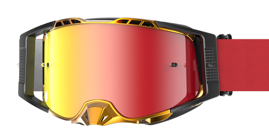 BRAAP Crossbril Zwart / Rood met goud frame en rode spiegellens