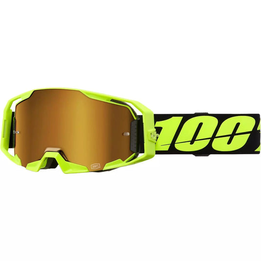 Motorcycle goggles 100% Armatic Fluo black lens gold mirror - 50060-00004