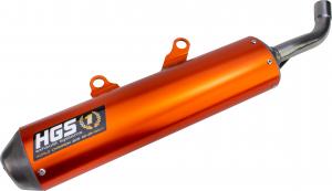 HGS uitlaatdemper aluminium Oranje ( enduro demper ) Husqvarna TE 250/300 2017 & TE 250i/300i 2018-2019 & KTM EXC 250/300 2017 & EXC 250/300 TPI 2018-2019