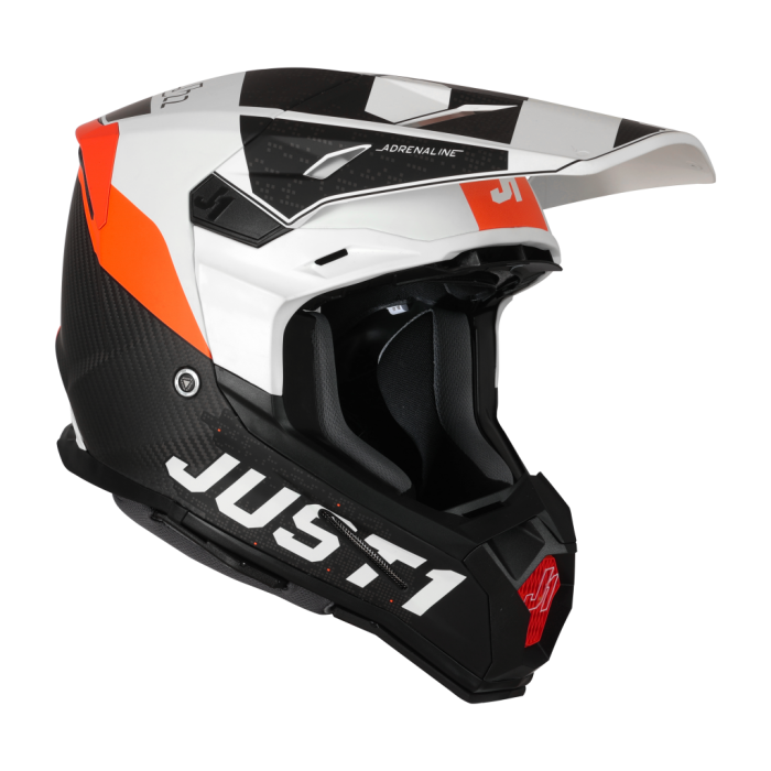 Just1 J-22 C Adrenaline Motorcross Helm Oranje Wit Carbon Mat