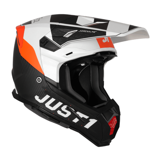 Just1 J-22 C Adrenaline Motorcross Helm Oranje Wit Carbon Mat - MxProStoreParts