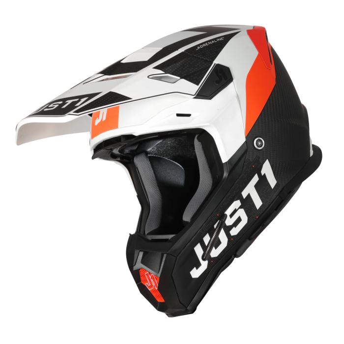 Just1 J-22 C Adrenaline Motorcross Helm Oranje Wit Carbon Mat