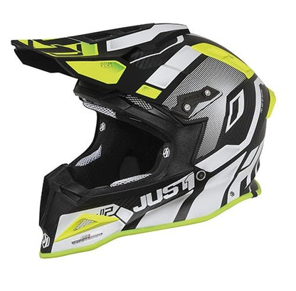 Just1 J-12 Pro Vector Zwart/Wit/Fluor Geel/Carbon crosshelm Maat M ( 58-59 cm omtrek ) - MxProStoreParts