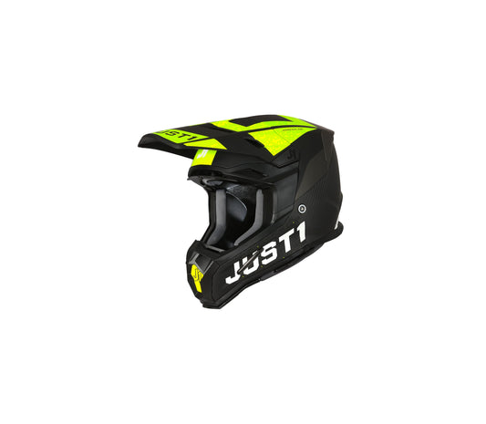 Just1 J-22 Adrenaline Zwart/Fluor Geel/Carbon crosshelm Maat L