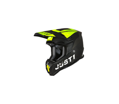 Just1 J-22 Adrenaline Zwart/Fluor Geel/Carbon crosshelm Maat XL