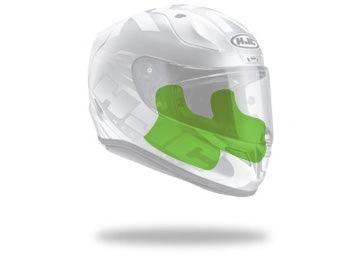 HJC RPHA 70 white helmet with neon green cheek pads
