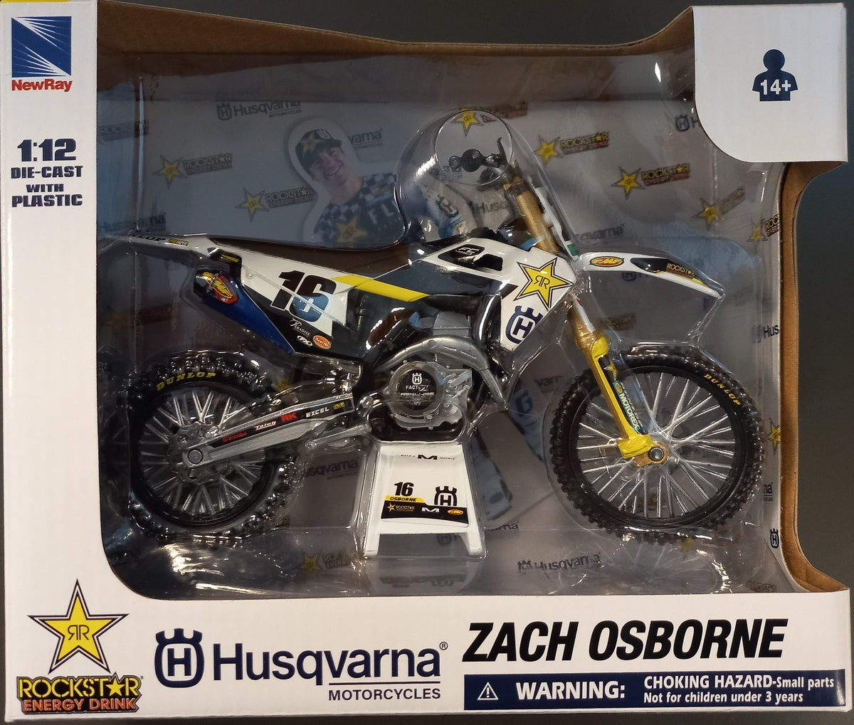 NewRay Husqvarna FC450 Rockstar Zach Osborne #16 miniatuurmotor 1:12 - MxProStoreParts