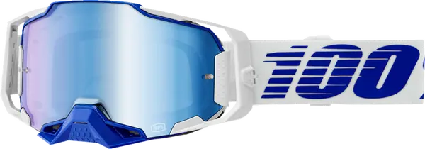 100% Armega crossbril blauw/lichtblauw/wit – blauwe spiegellens