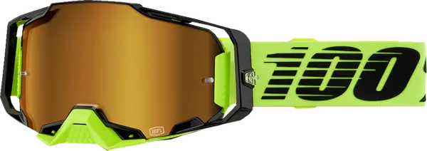 100% Armega crossbril zwart/fluor groen/fluor geel – gouden spiegellens
