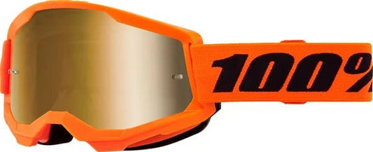 100% Strata 2 crossbril zwart/goud/oranje – gouden spiegellens