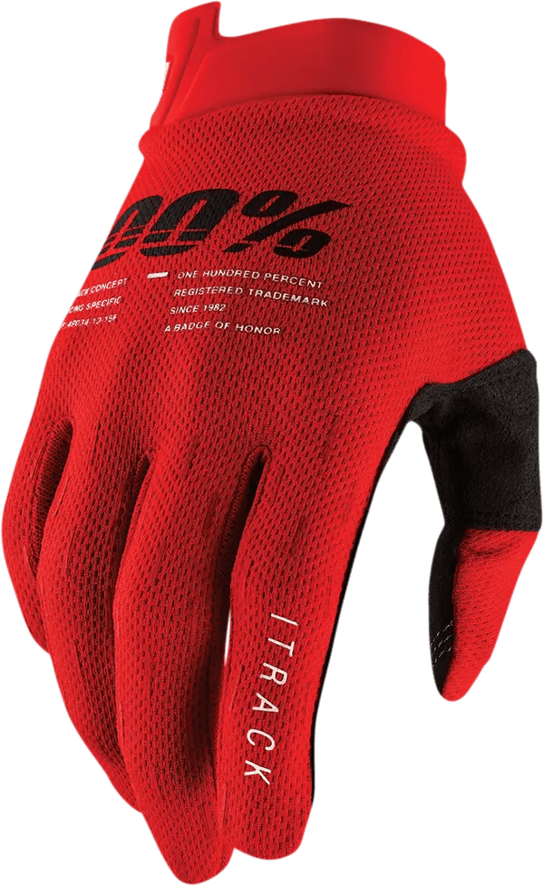 100% iTrack crosshandschoenen rood – maat S - MxProStoreParts