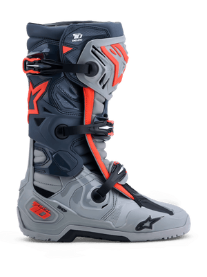 Alpinestars Tech 10 Enduro Bottines de cross – Gris moyen / Gris foncé / Rouge fluo