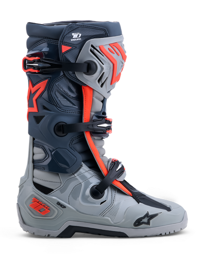 Alpinestars Tech 10 Enduro Crosslaarzen – Middengrijs / Donkergrijs / Fluo Rood – foto 1