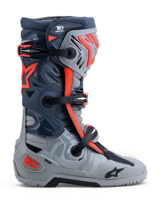Alpinestars Tech 10 Enduro Crosslaarzen – Middengrijs / Donkergrijs / Fluo Rood – foto 1