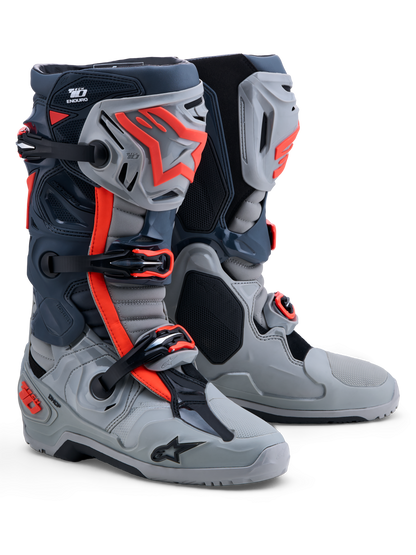 Alpinestars Tech 10 Enduro Crosslaarzen – Middengrijs / Donkergrijs / Fluo Rood – foto 2
