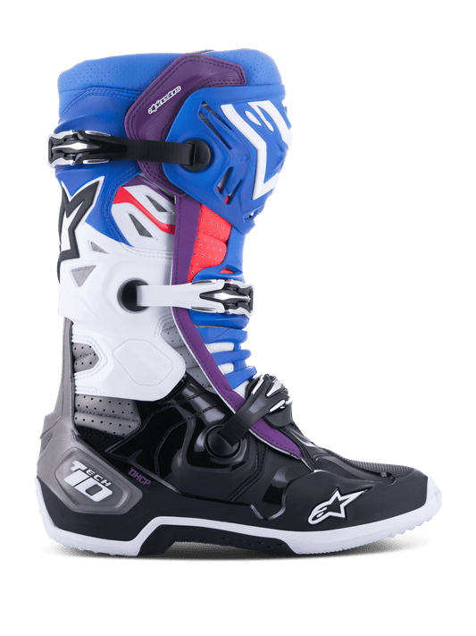 Alpinestars Tech 10 Supervented Botas de Cross – Negro / Azul Eléctrico / Morado / Blanco