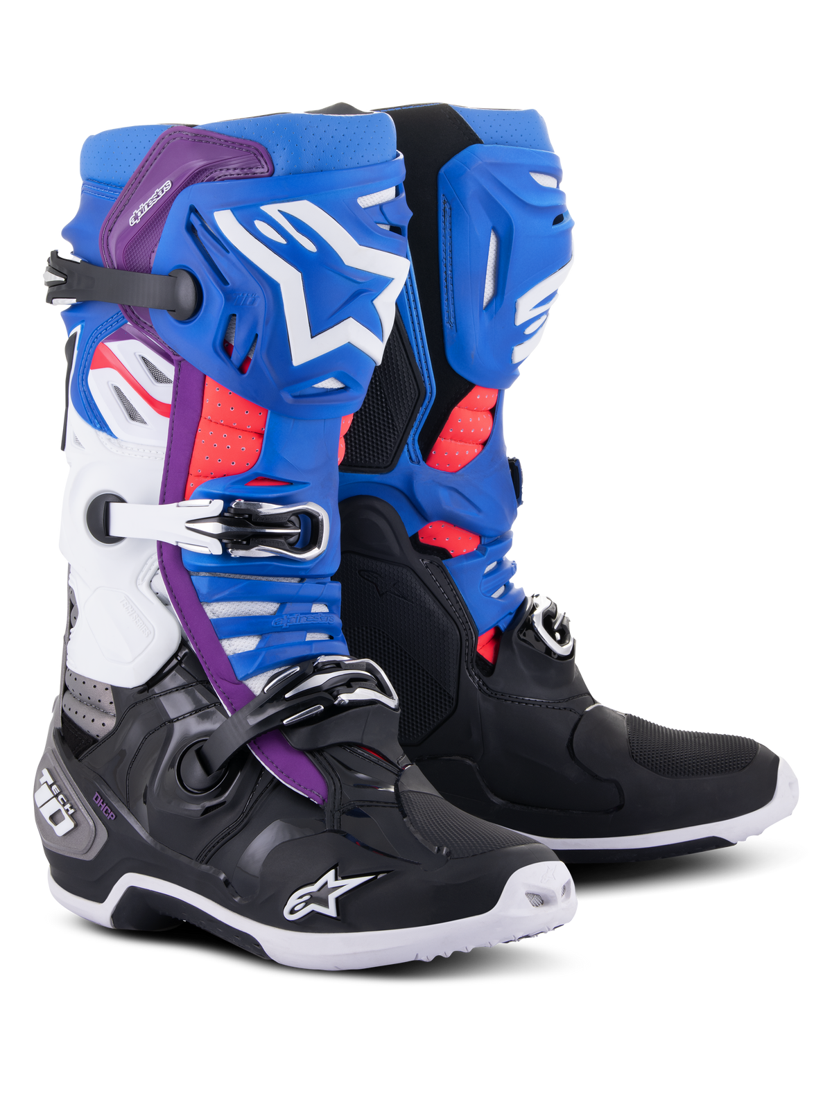 Alpinestars Tech 10 Supervented Crosslaarzen – Zwart / Emailblauw / Paars / Wit – foto 2