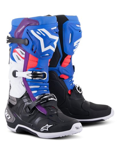 Alpinestars Tech 10 Supervented Crosslaarzen – Zwart / Emailblauw / Paars / Wit – foto 2