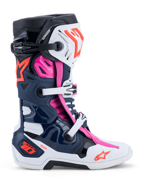 Alpinestars Tech 10 Supervented Crossstiefel – Dunkelblau / Weiß / Schwarz / Fuchsia