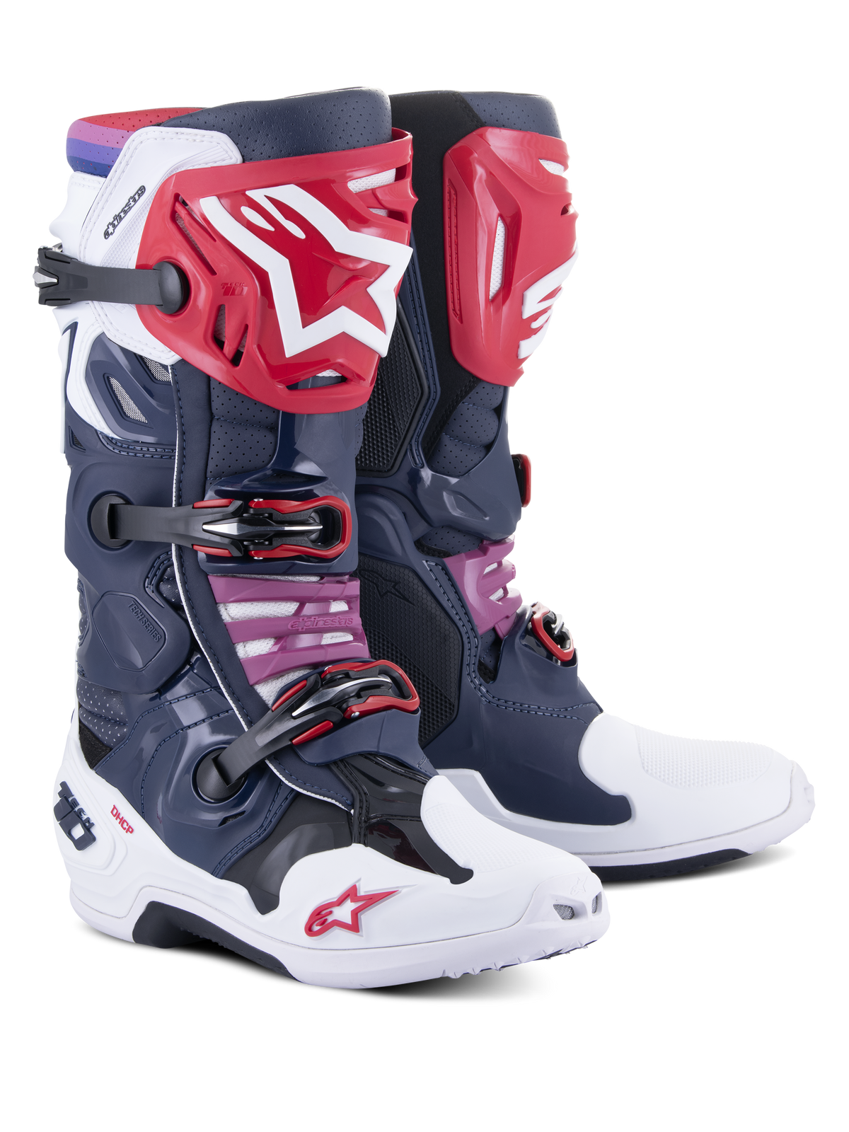Alpinestars Tech 10 Supervented Crosslaarzen – Marineblauw / Wit / Rainbow – foto 2