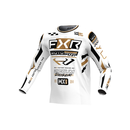 FXR Podium Gladiator MX Jersey Offroad – White/Black/Gold (XS)