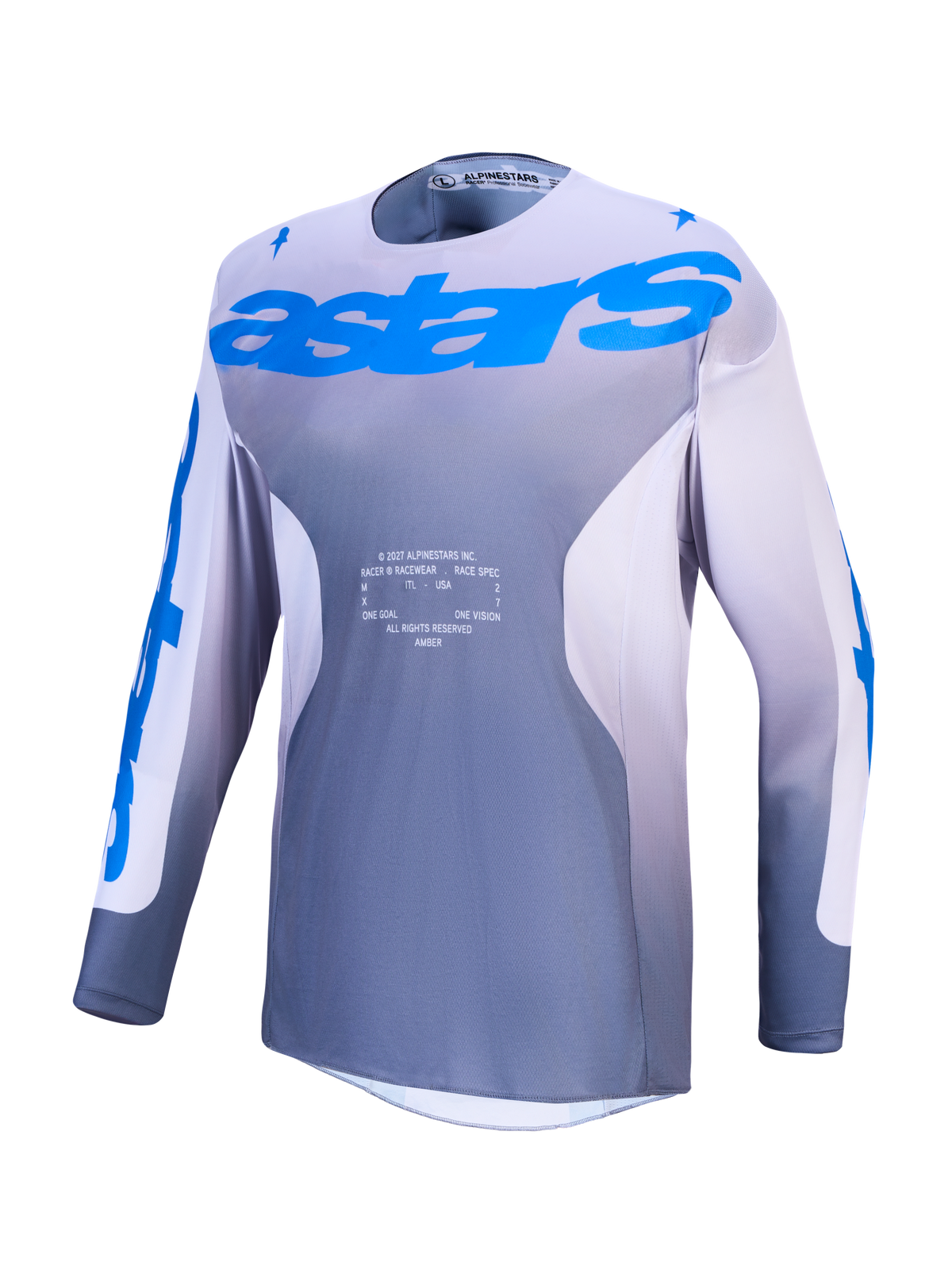 Alpinestars Racer Amber Jersey 2027 – Ash Grijs Licht Lilac Ucla Blauw