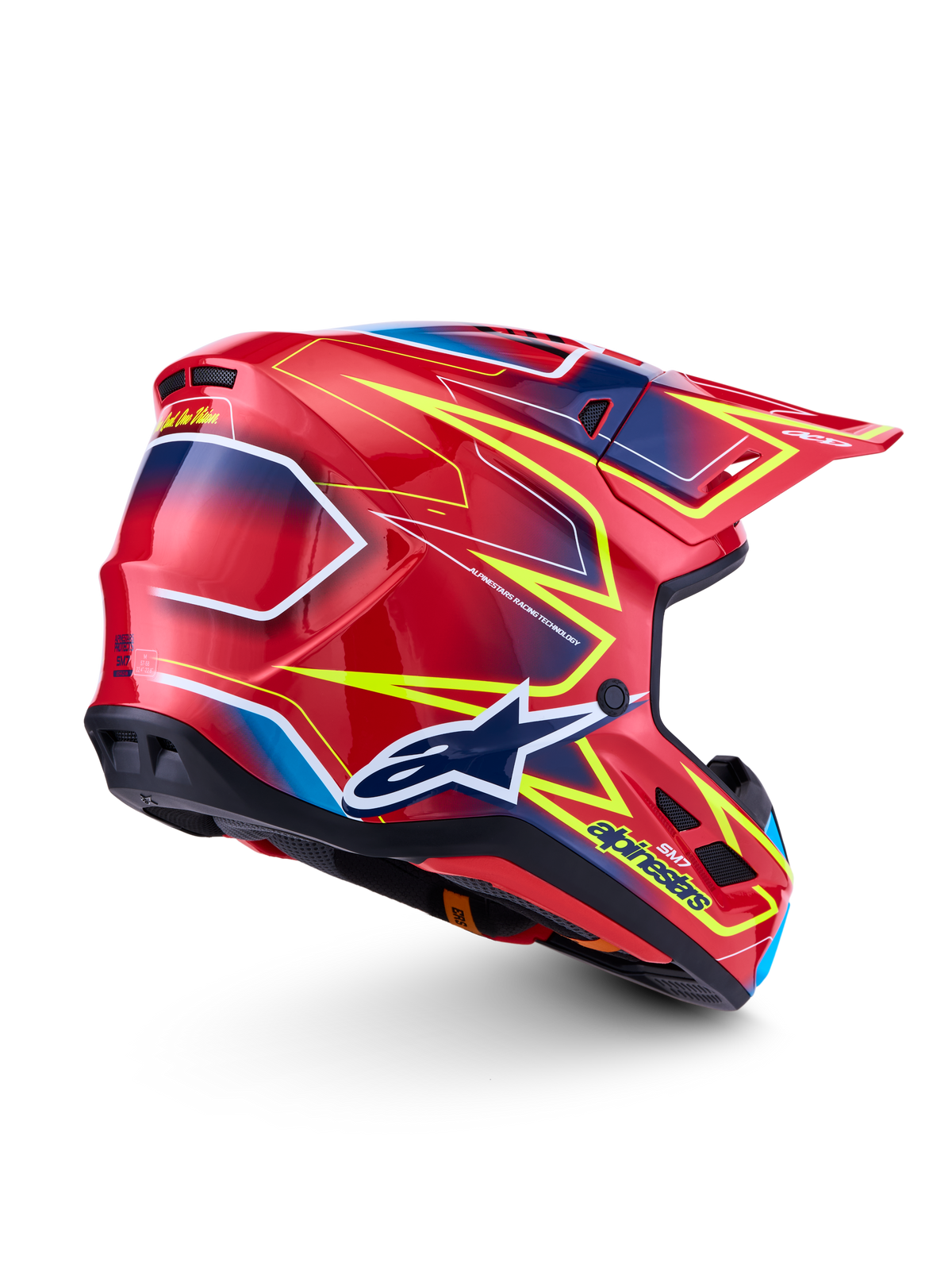 Alpinestars S-M7 Cast Helm ECE 22.06 – Rood Geel Fluo Blauw Glans