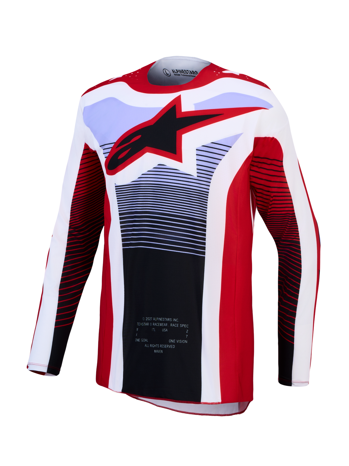 Alpinestars Techstar Maven Jersey 2027 – Vuur Rood Wit Lavender Zwart
