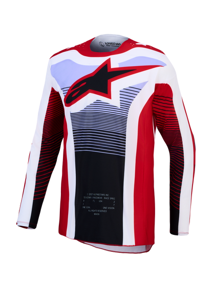 Alpinestars Techstar Maven Jersey 2027 – Vuur Rood Wit Lavender Zwart