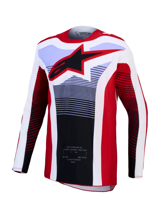 Alpinestars Techstar Maven Jersey 2027 – Vuur Rood Wit Lavender Zwart