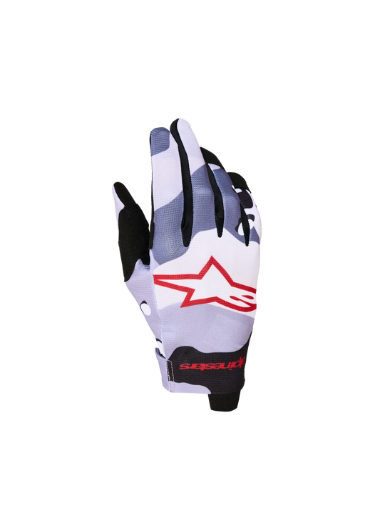 Alpinestars Jeugd Radar Handschoenen 2027 – Ash Grijs Licht Lilac Rood Zwart