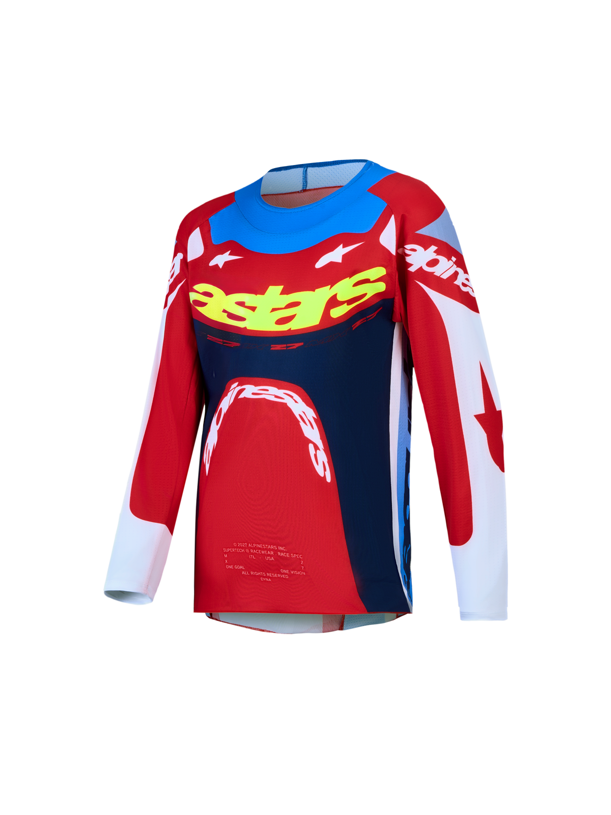 Alpinestars Jeugd Supertech Dyna Jersey 2027 – Vuur Rood Wit Navy Blauw